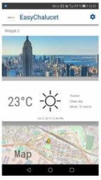 ecran de téléphone avec une application mobile météo et une map - Agrandir l'image, fenêtre modale